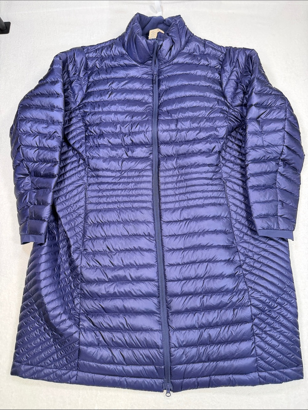 Duluth Trading Co. Lightweight Packable Navy Down-Blend Long Puffer Coat